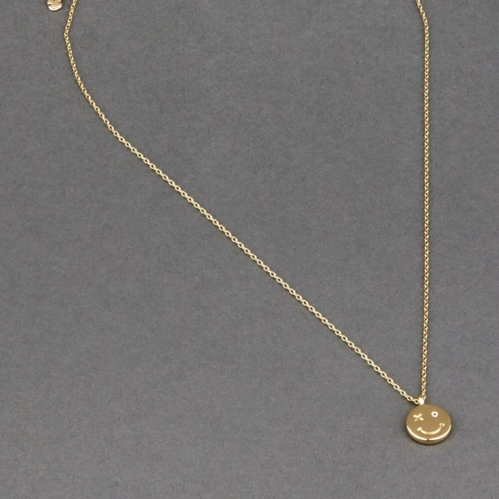 Lucky Brand 14k Gold Plated Smiley Necklace/NWT